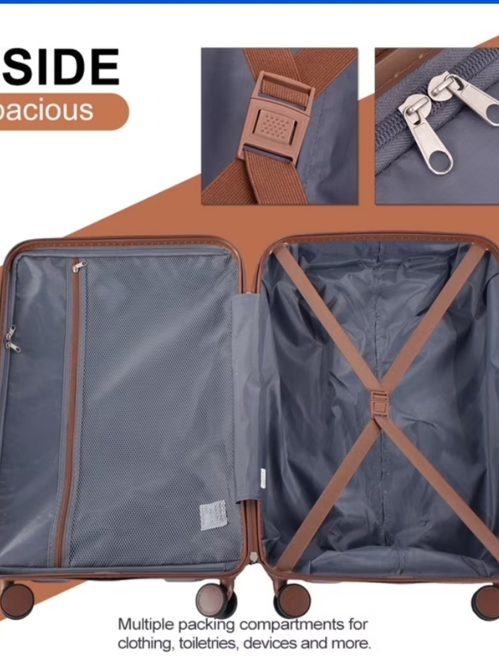 Travelhouse Hardside Suitcase Luggage TSA Lock Spinner Wheels 24" Only NWT - Picture 3 of 15